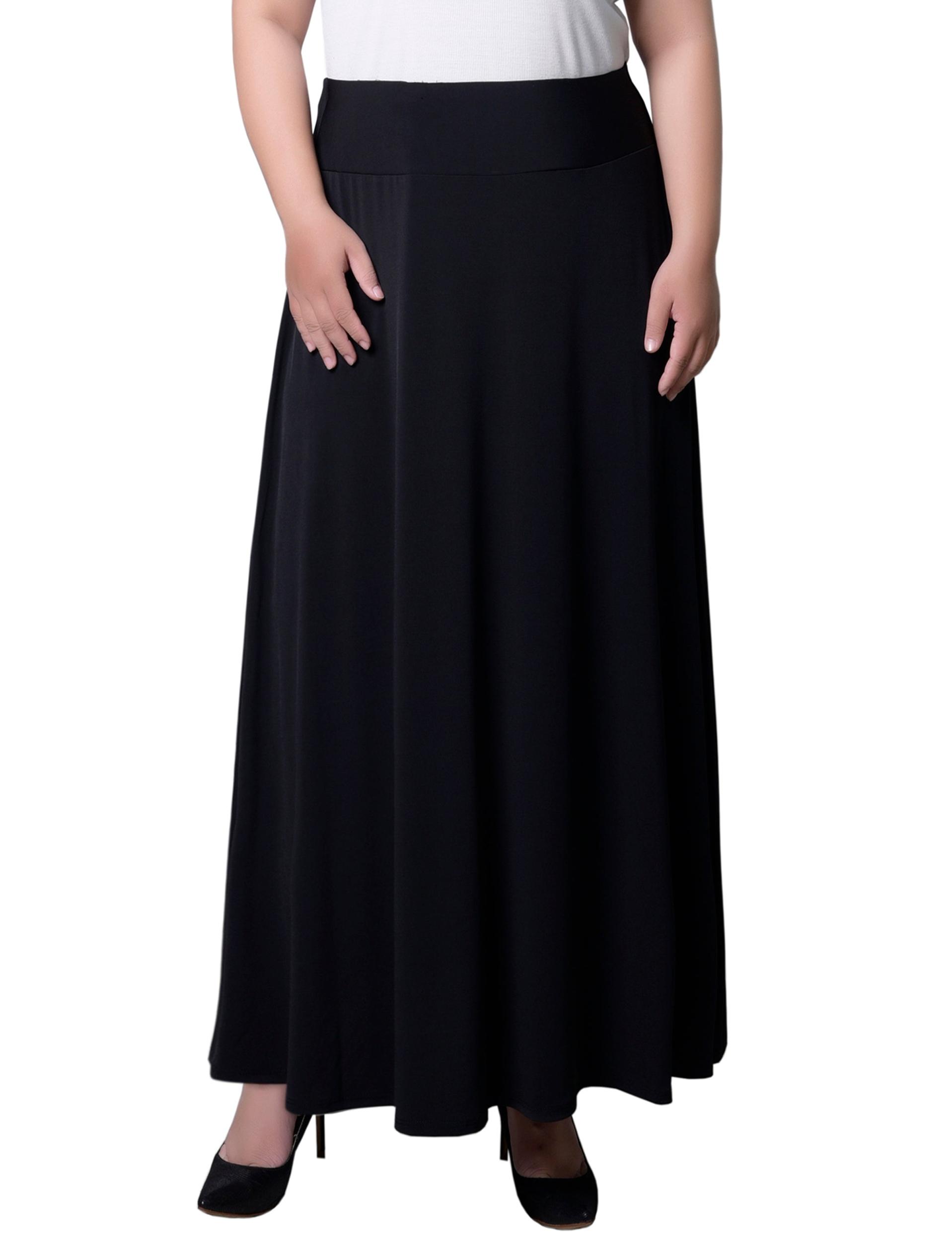 Black Wide Yoked Maxi Skirt - Plus Product Image