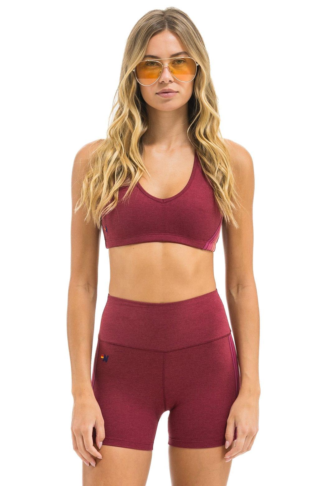 WOMEN'S 5 STRIPE SPORTS BRA - BERRY Female Product Image