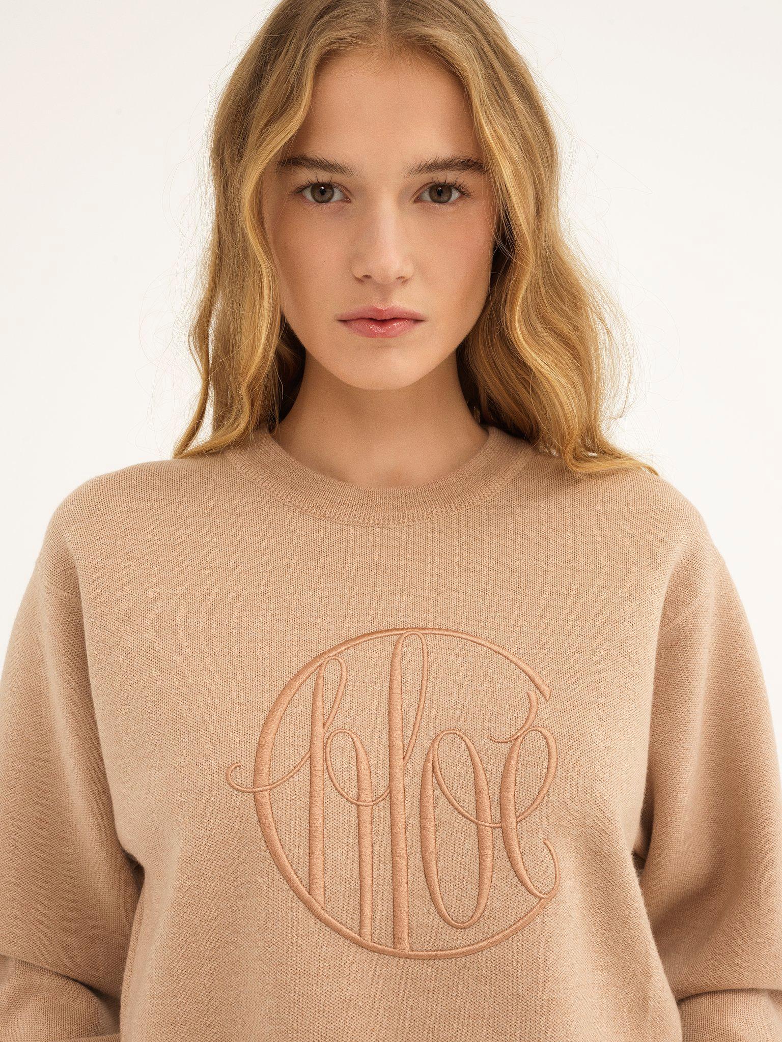 Knitted logo sweater in wool Product Image