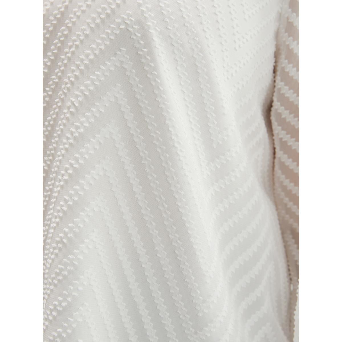 Plus Size Ivory Geometric Mesh Crochet Lace V Neck Blouse Women Elegant Long Sleeve V-neck Dailywear Blouses BloomChic 22-24/3X Product Image