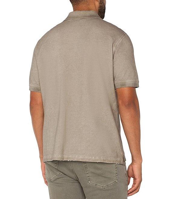 Liverpool Los Angeles Distressed Knit Short Sleeve Polo Shirt Product Image