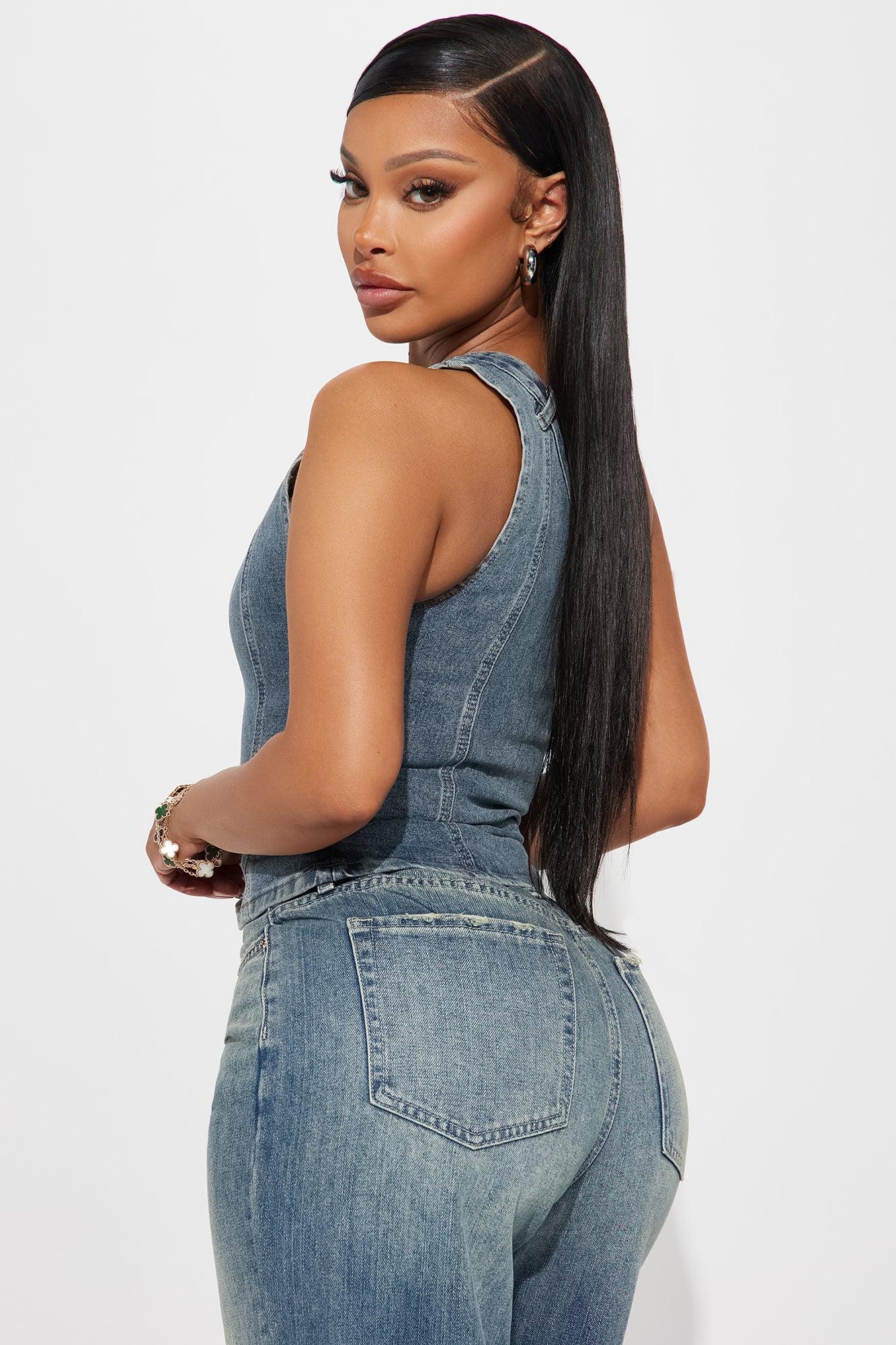 I'm Different Denim Top - Medium Wash Product Image