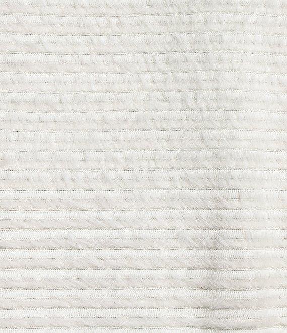 Multiples Petite Size Soft Textured Striped Knit Wrap Collar 3/4 Bungee Sleeve Top Product Image