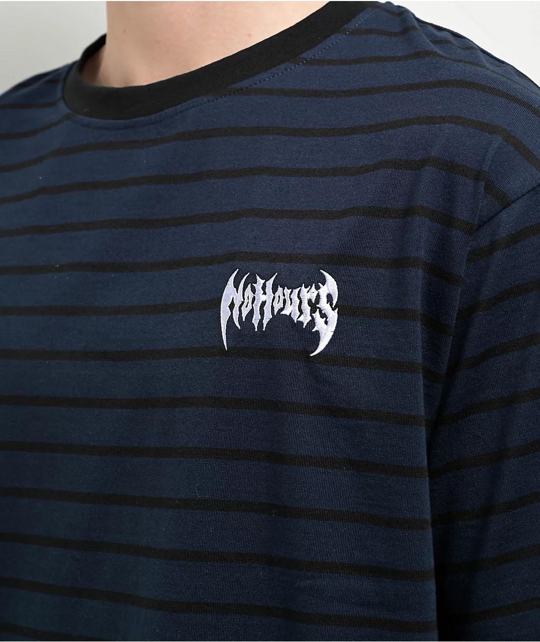 NoHours Time Code Stripe Dark Navy & Black T-Shirt Product Image