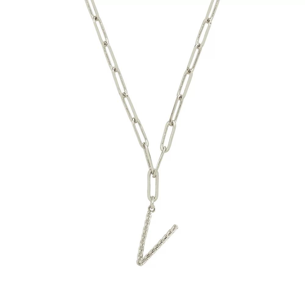MC Collective Braided Initial Pendant Necklace, Women's, Size: 16", Silver Tone H Product Image