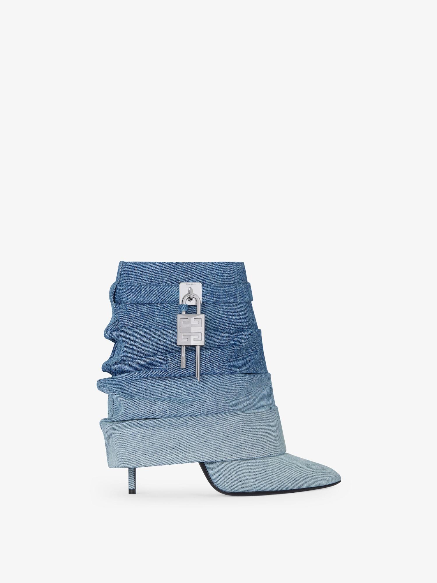 Shark Lock Stiletto ankle boots in gradient denim Product Image