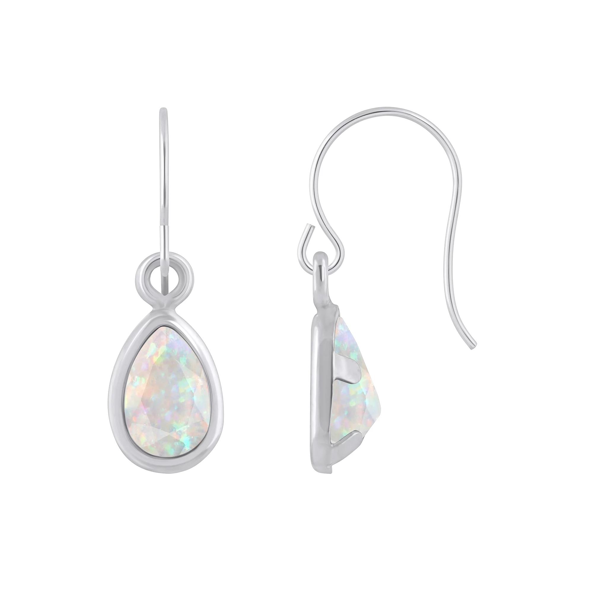 Celebration Gems Sterling Silver Pear Shape Gemstone Drop Earrings, Women's, Created White Product Image