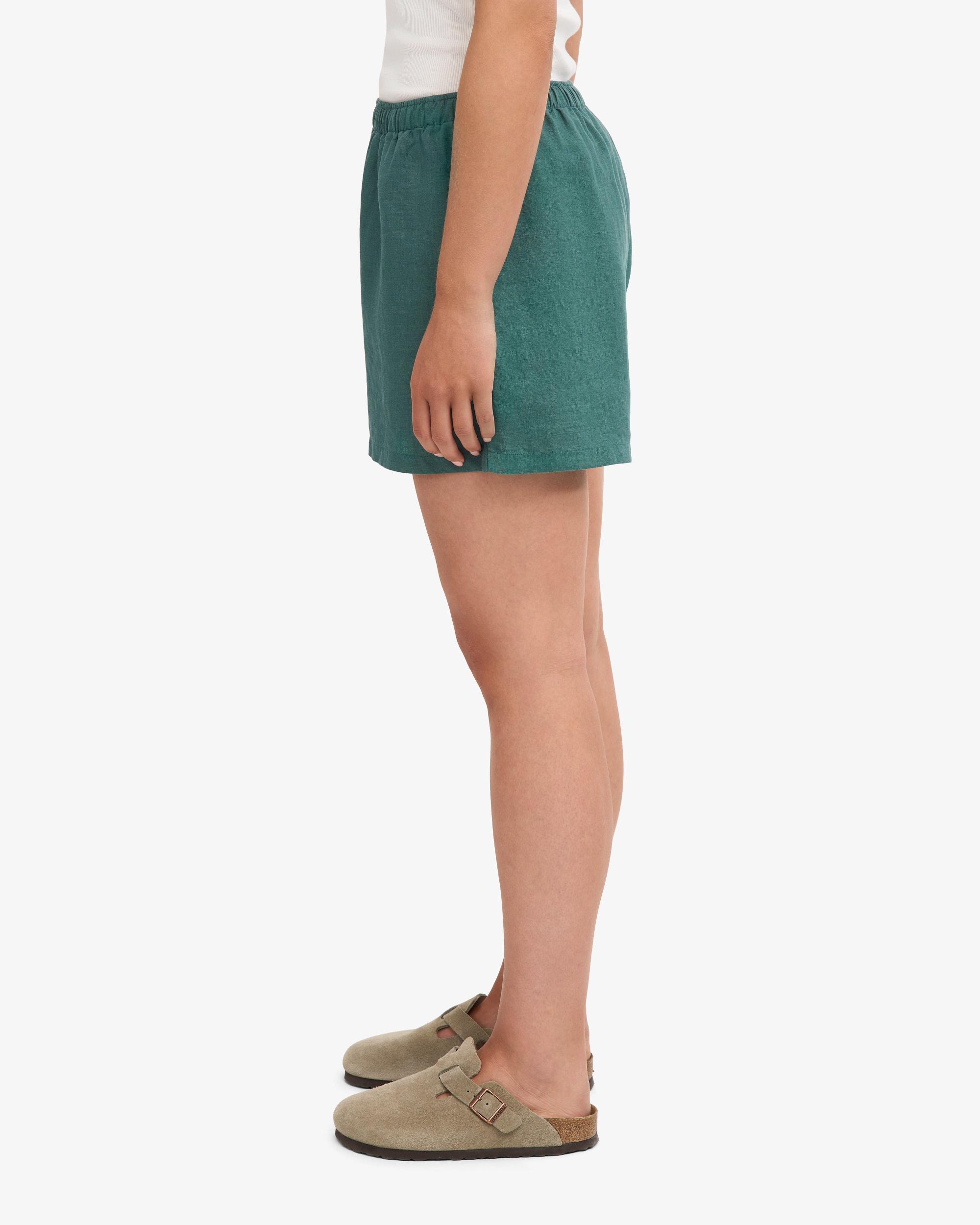 Linen Shorts - Petrol Blue Product Image