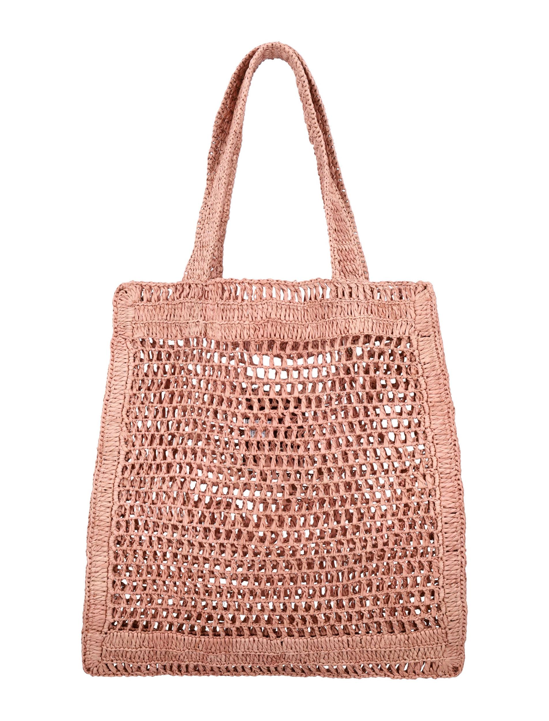 CHLOÉ Summer Banana Embellished Crocheted Embroidered Faux Raffia Tote In Beige Product Image