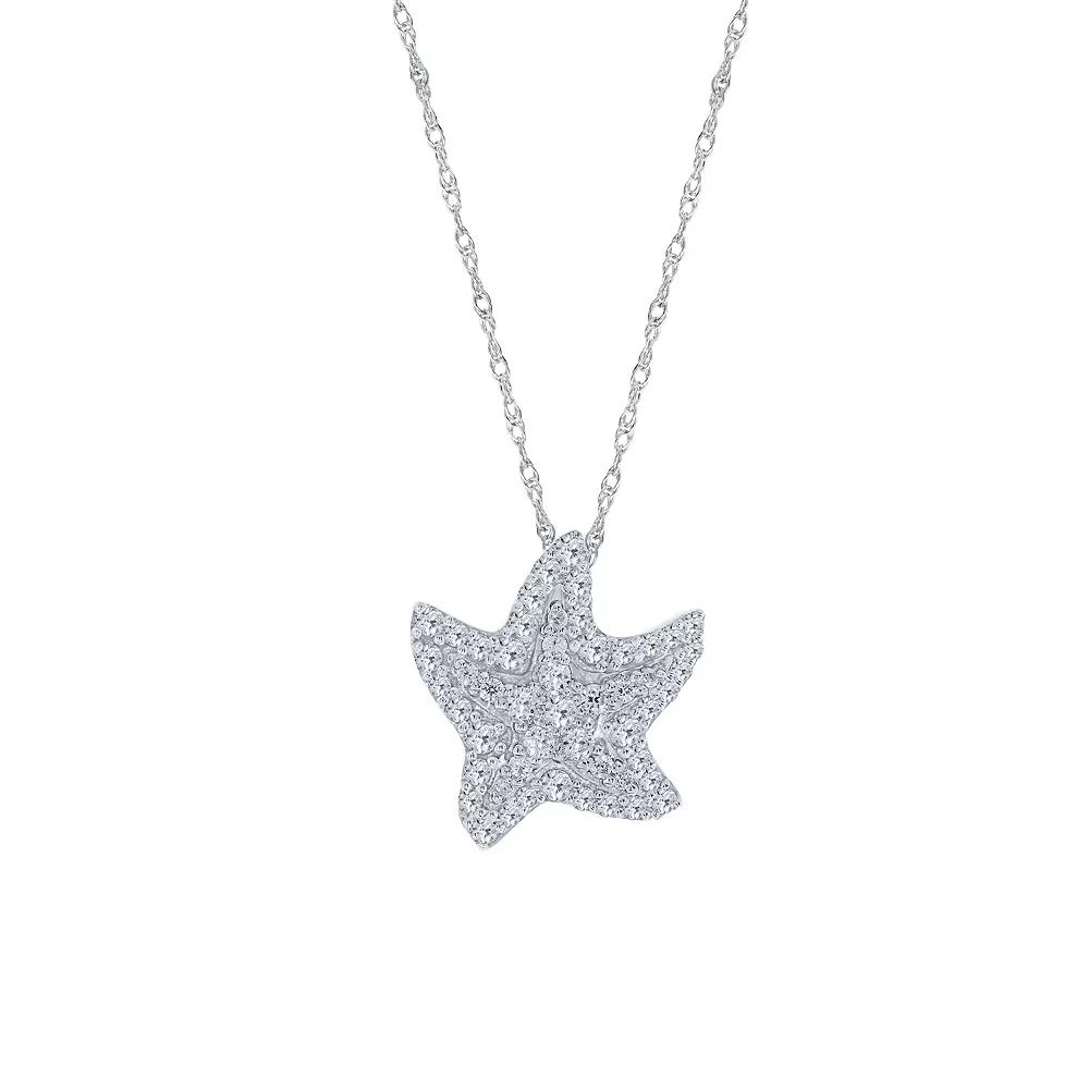 Sterling Silver 1/4 Carat T.W. Diamond Starfish Pendant Necklace, Women's, Size: 18" Product Image