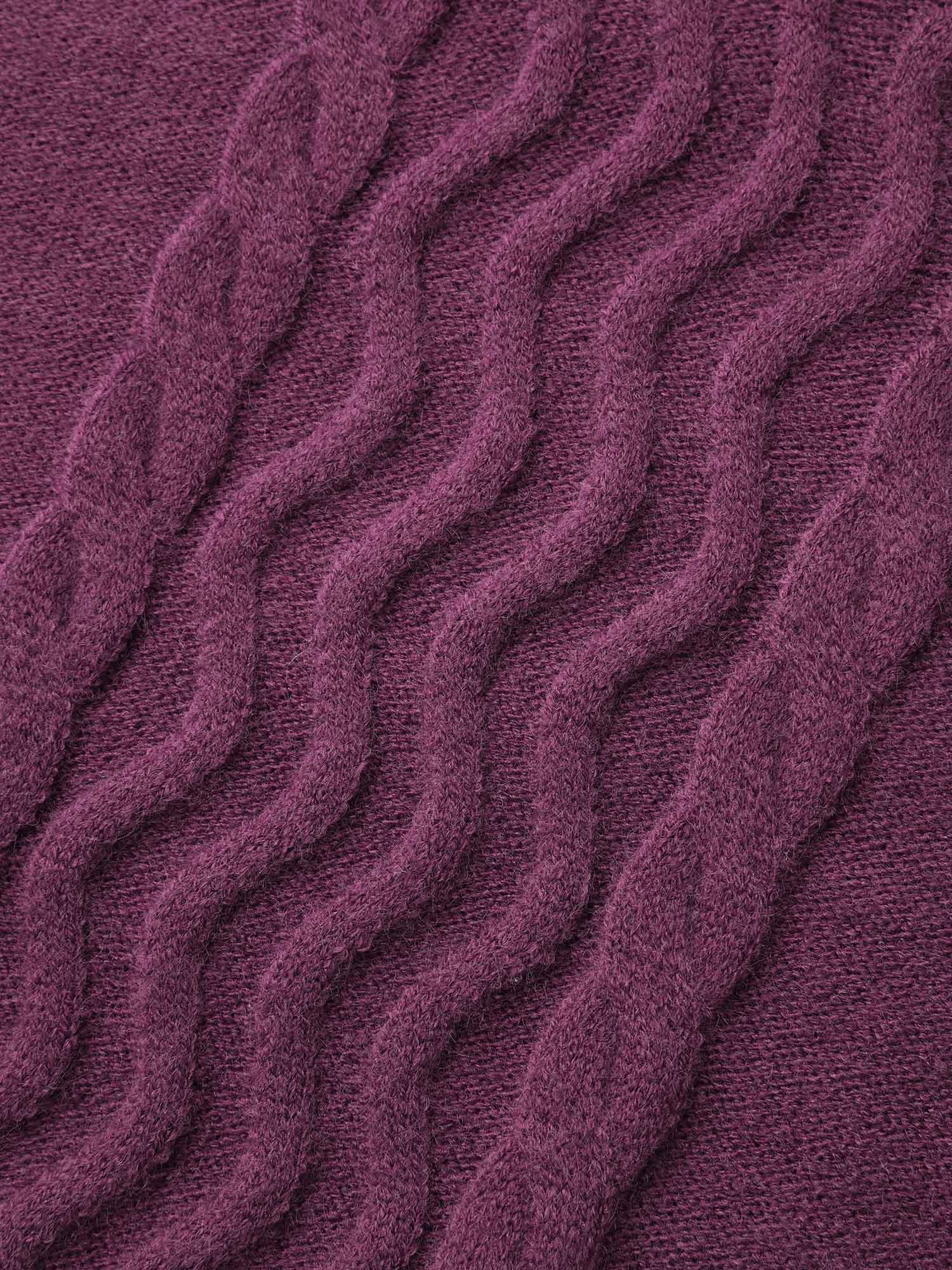 Plain V Neck Cable Knit Pullover Female Product Image