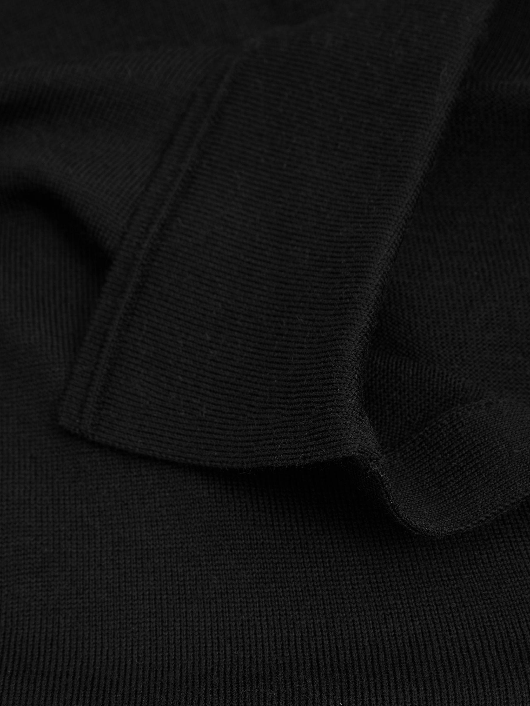 Merino Wool Half-Zip Polo Shirt in Black Product Image