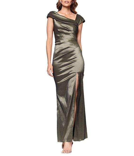 Xscape Asymmetrical Neck Taffeta Gown Product Image