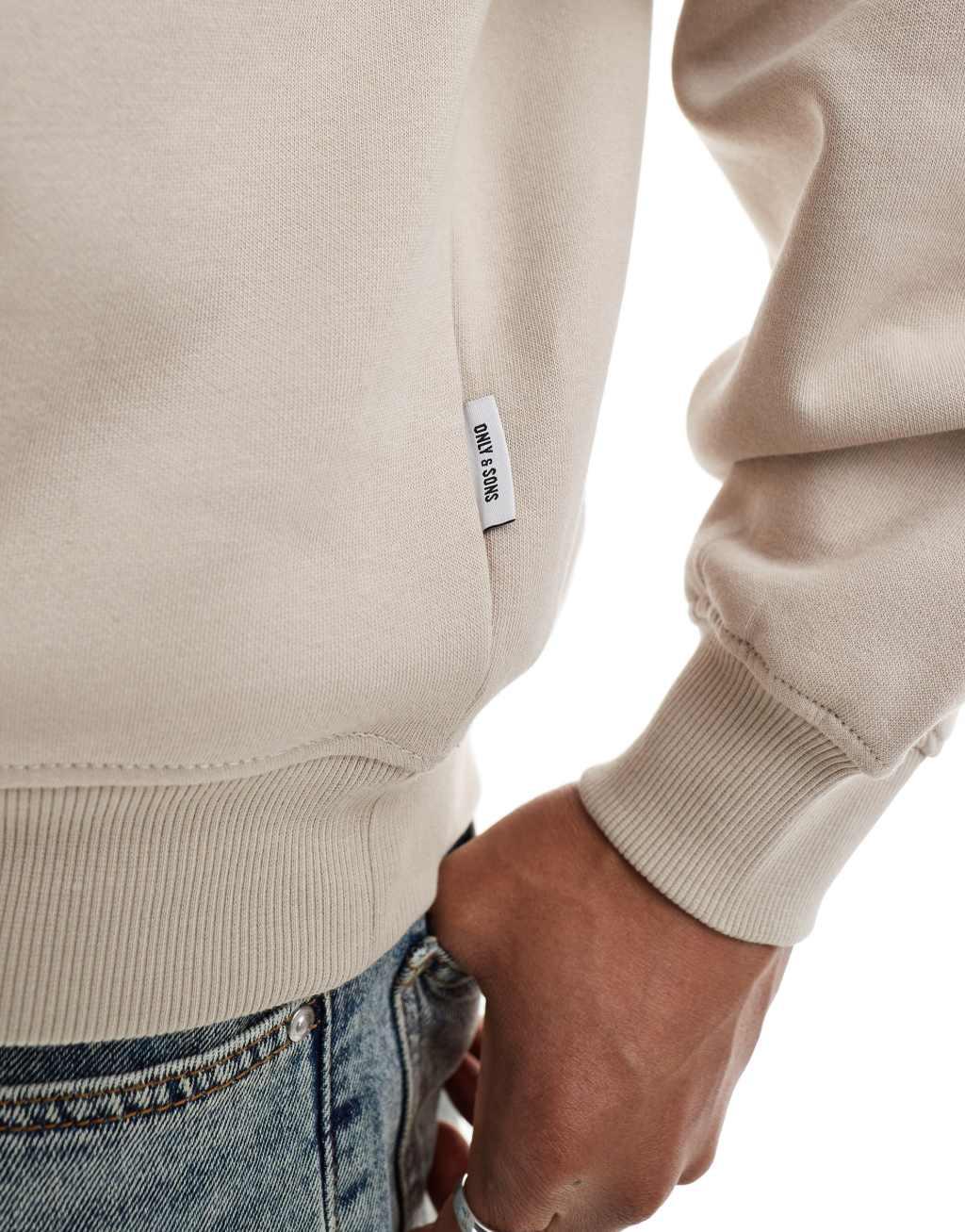 ONLY & SONS vintage fit hoodie in stone Product Image