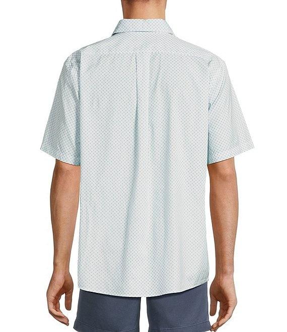 Roundtree & Yorke Short Sleeve Geo Print Poplin Sport Shirt Product Image