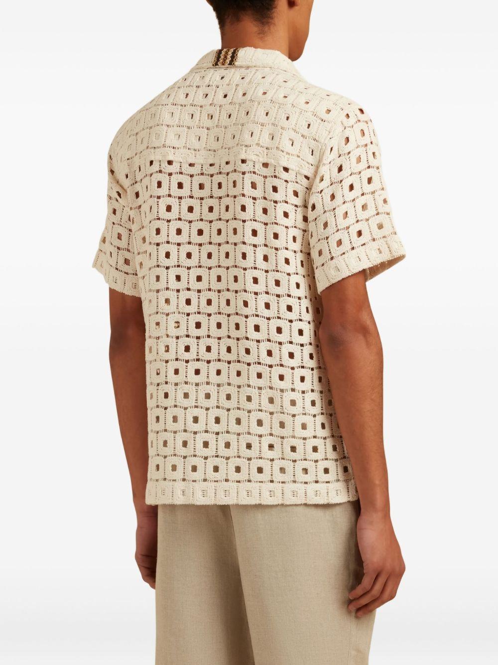 crochet-pattern short-sleeve shirt Product Image