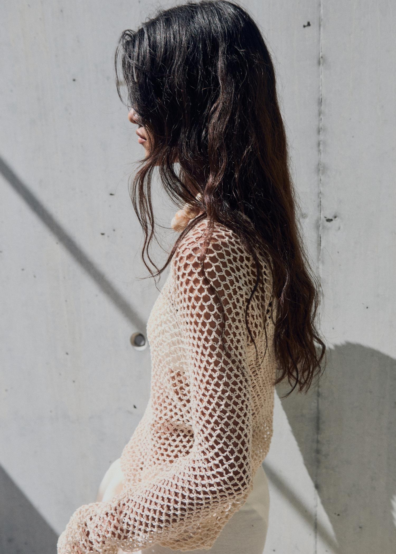 Long-sleeved crochet sweater - Women | MANGO USA Product Image