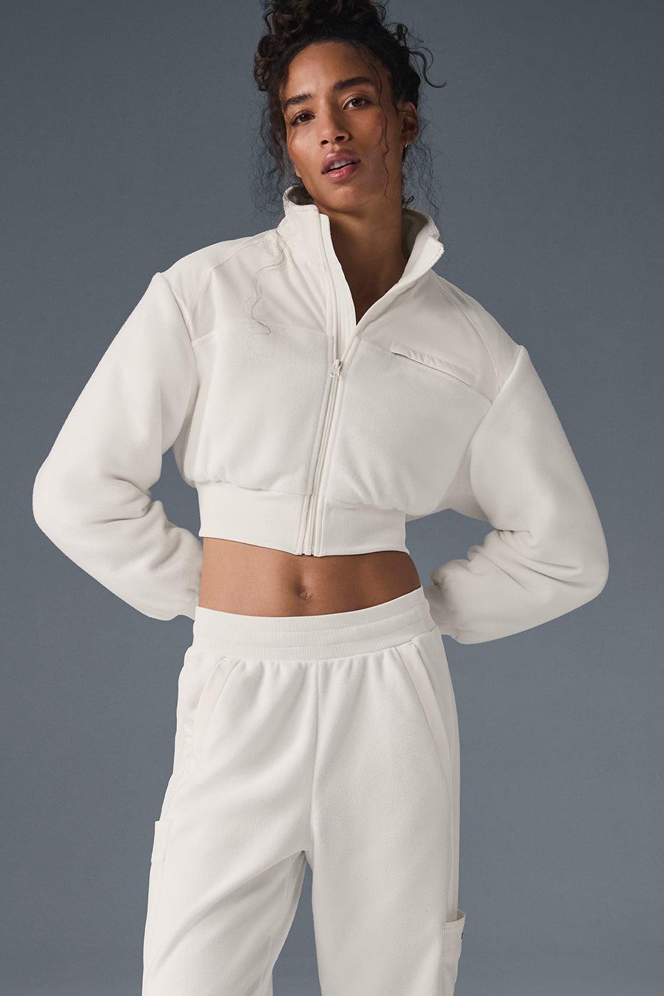 Polar Fleece Cropped Wintry Mix Jacket - Ivory Product Image