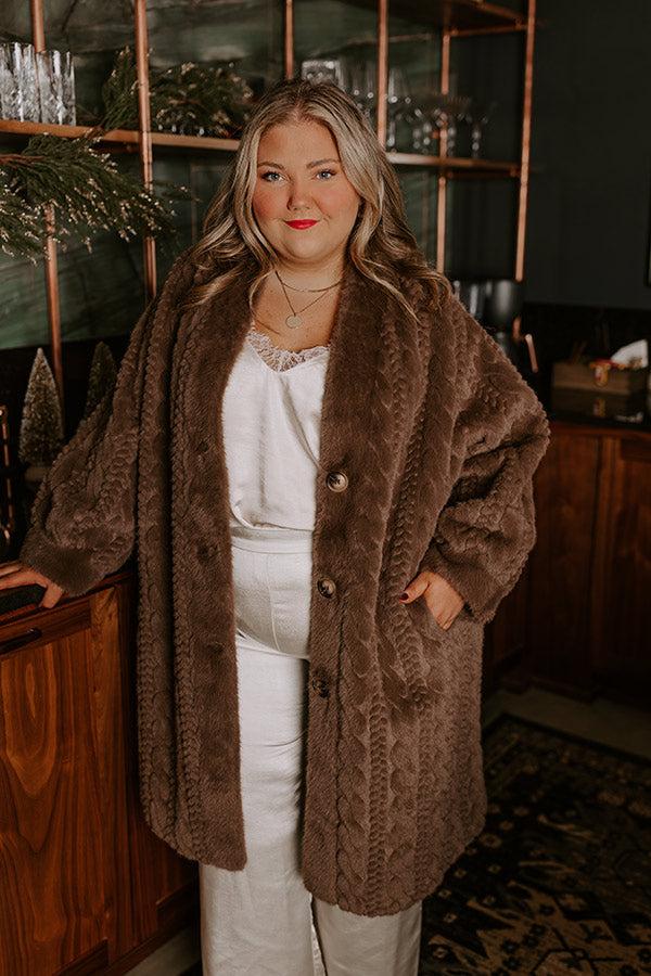 Warm Fuzzy Feeling Faux Fur Coat in Espresso Curves Product Image