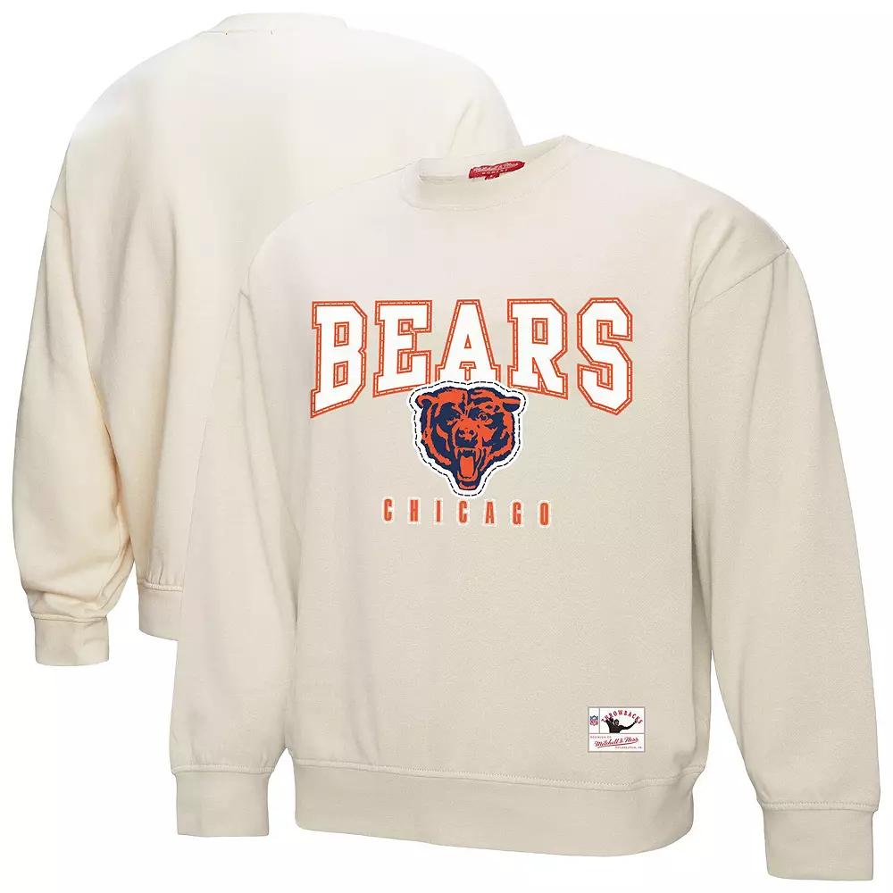 Women's Mitchell & Ness Cream Chicago Bears Fandom Fleece Pullover Sweatshirt,  Product Image