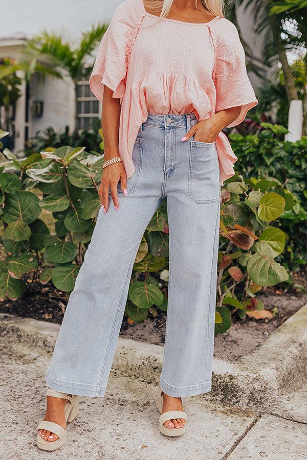 Just USA Donna High Waist Cargo Pants In Light Wash Product Image