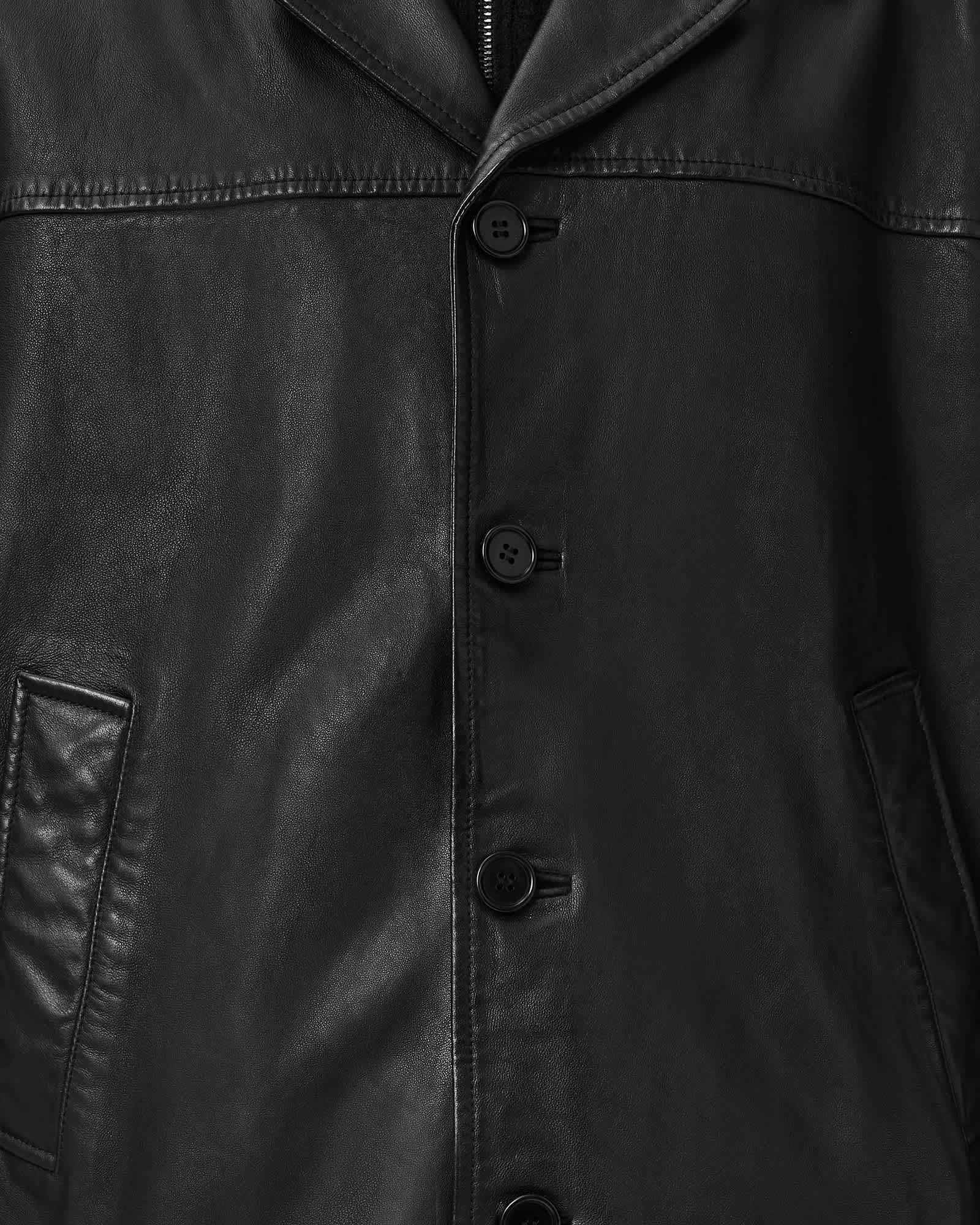 Bradwell Boxy Leather Coat Black | ALLSAINTS US Product Image