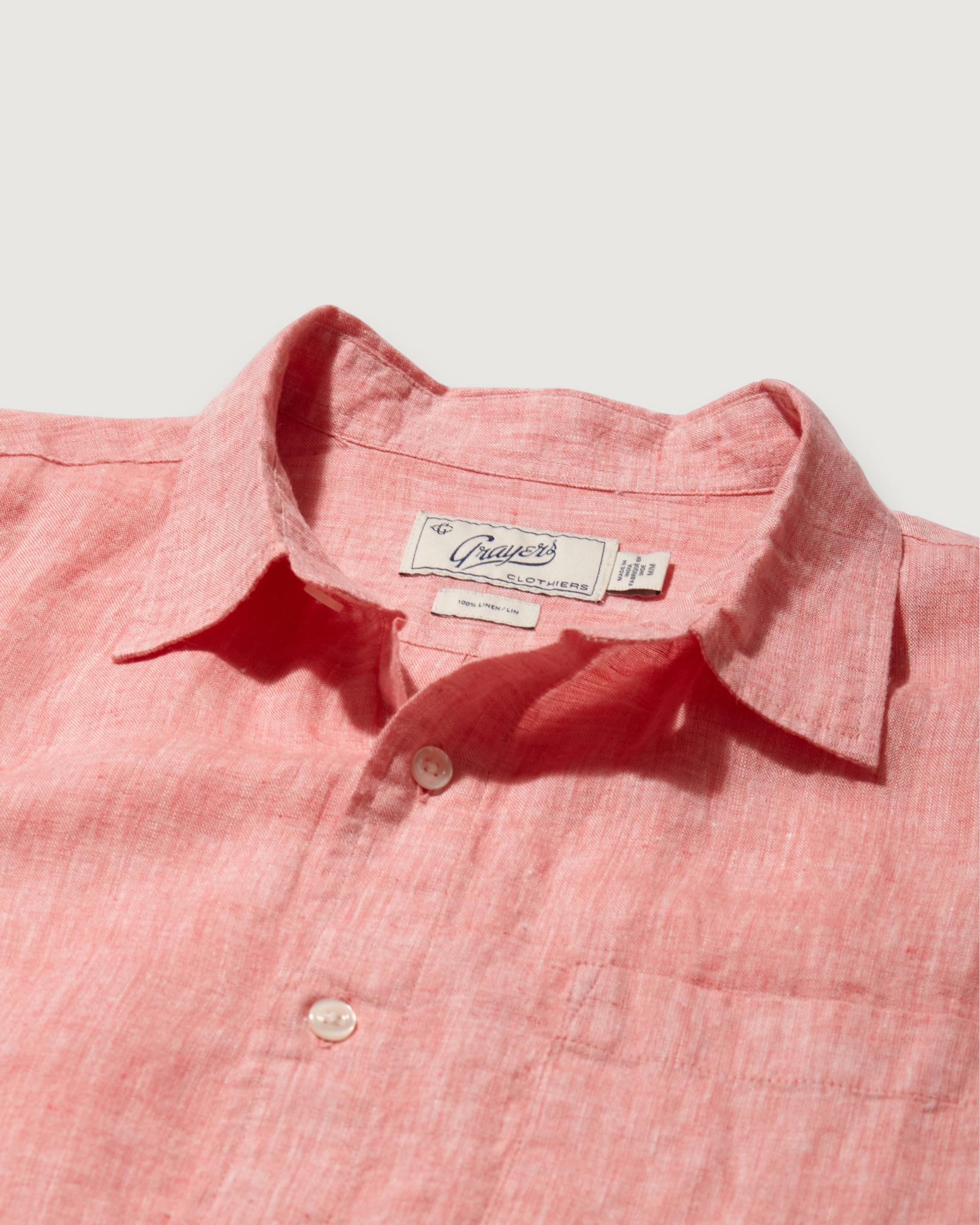 Nantucket Yarn Dyed Linen Shirt - Red Product Image