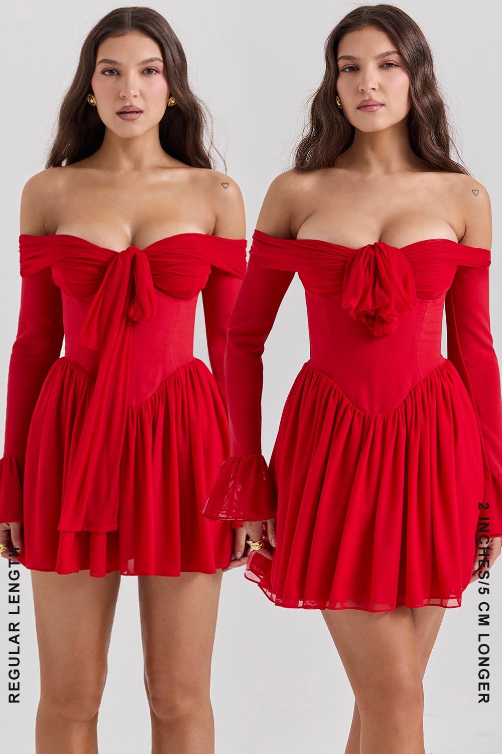 Alana  scarlet off shoulder dress Product Image