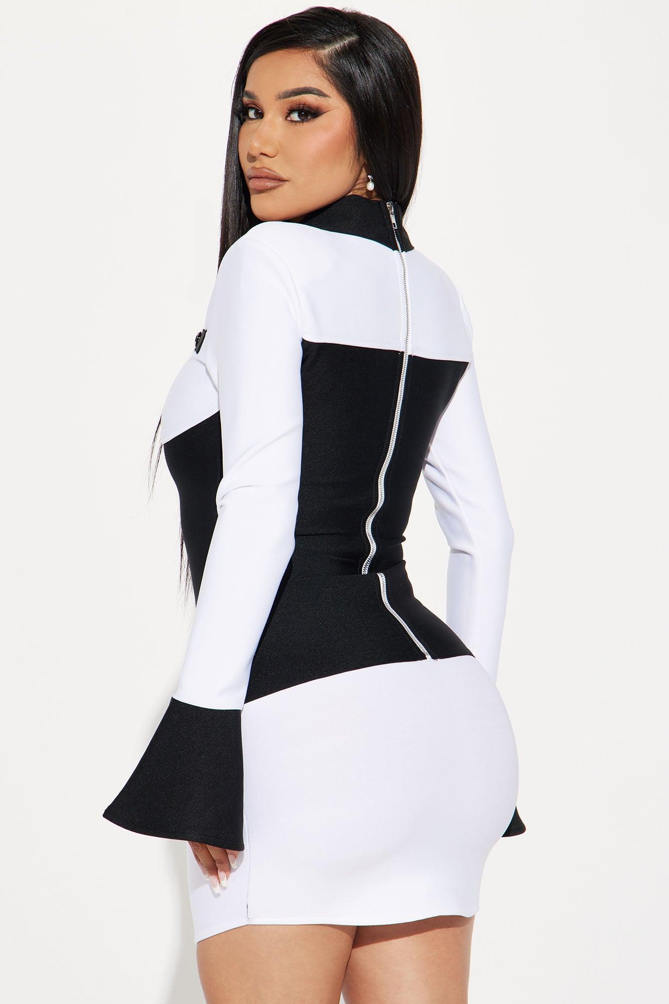 Amelia Bandage Mini Dress - Black/White Product Image