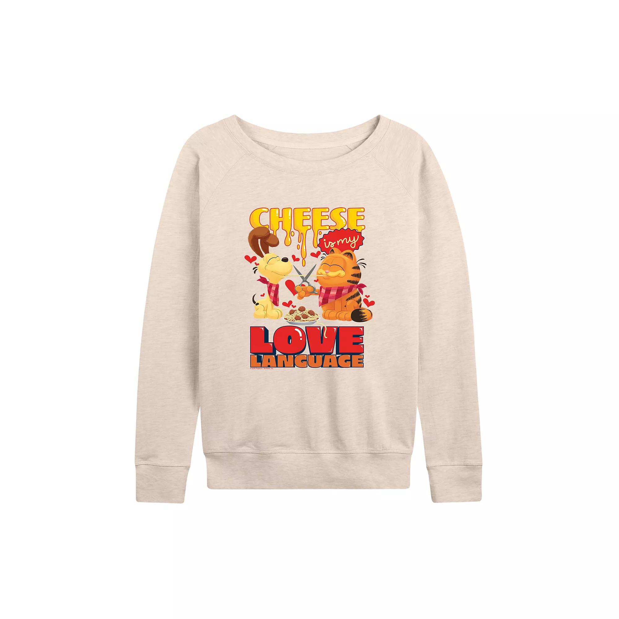 Women's The Garfield Movie Love Language French Terry Long Sleeve Tee,  Product Image