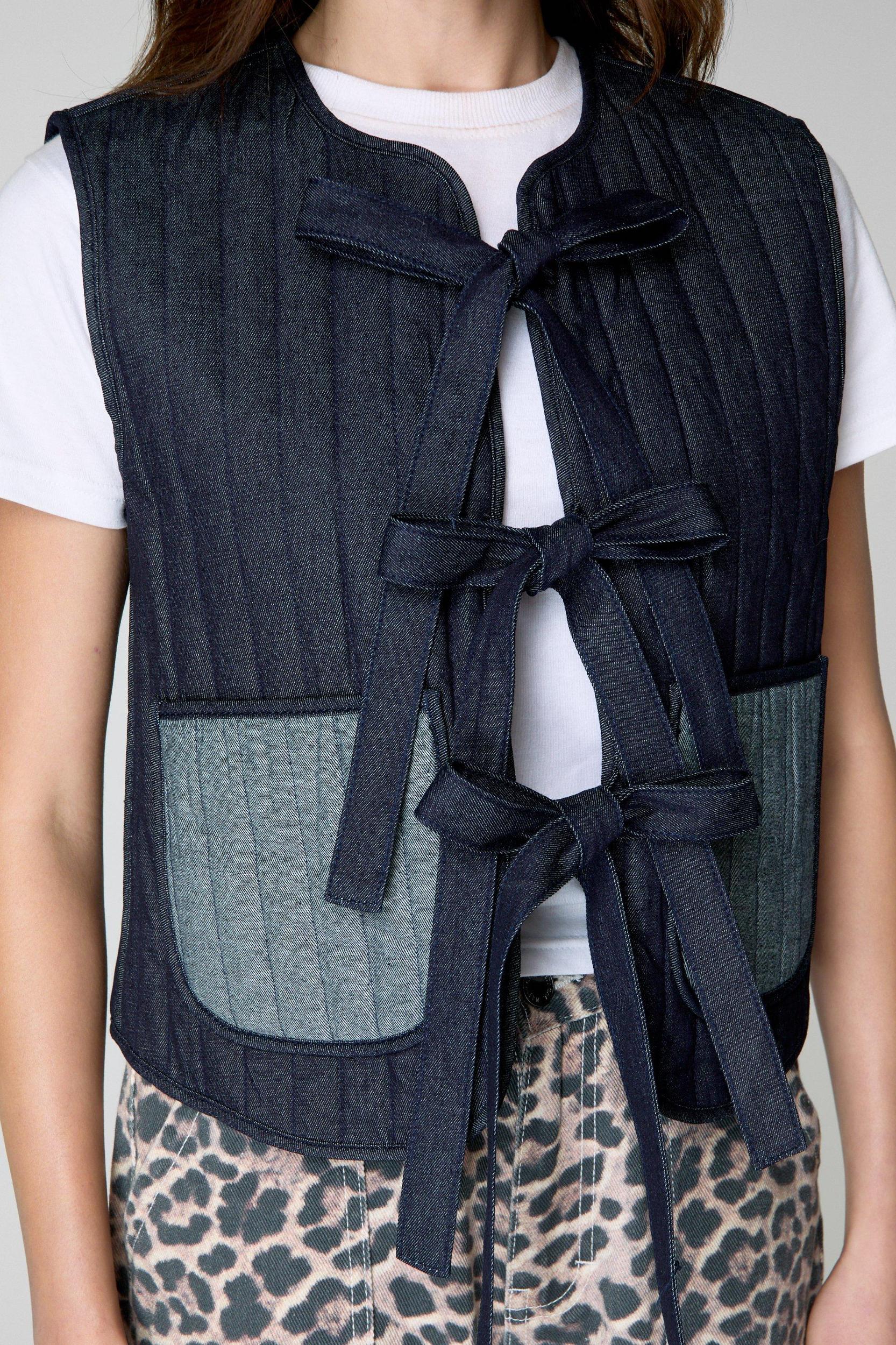 Tie Front Denim Gilet Product Image