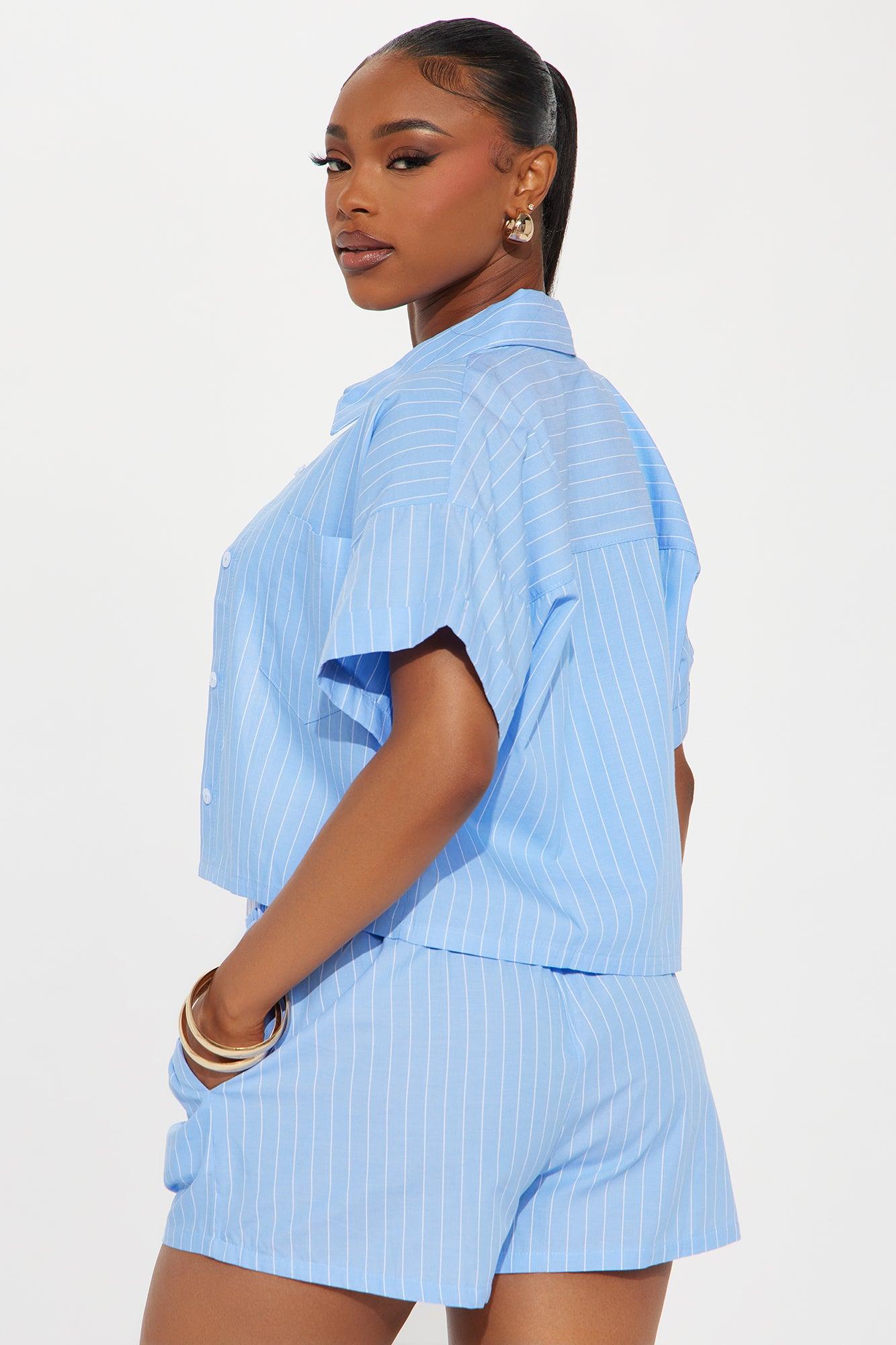 Taylor Pinstripe Boxer Short Set - Blue/combo Product Image