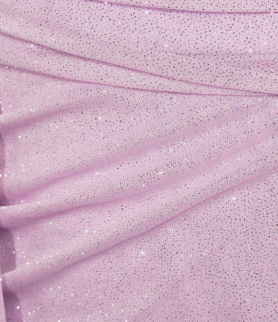 Jump Glitter Embellished Bust Sweetheart Neck Spaghetti Strap Sash Side Slit Gown Product Image