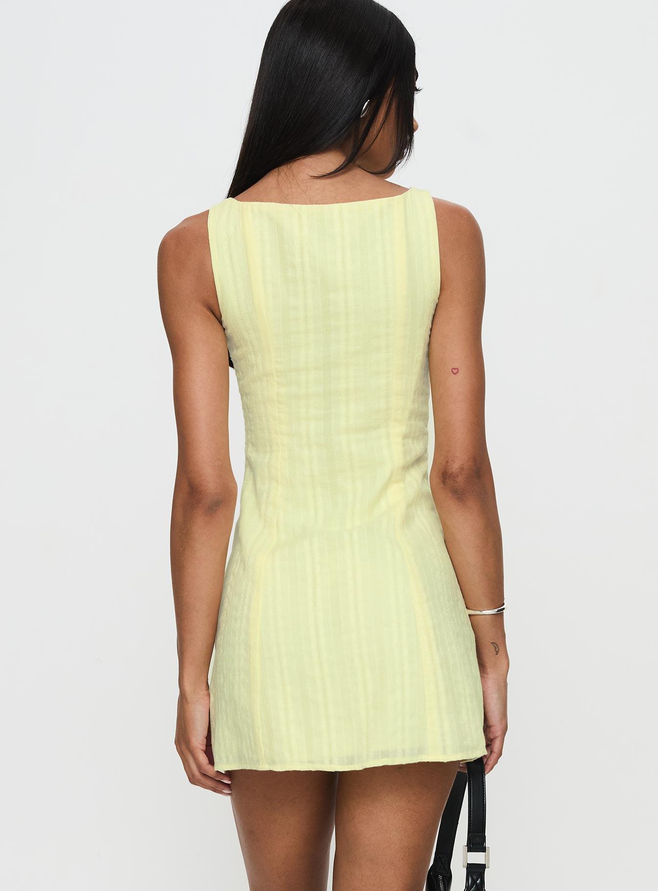 Mimsie Embroidered Mini Dress Lemon Product Image