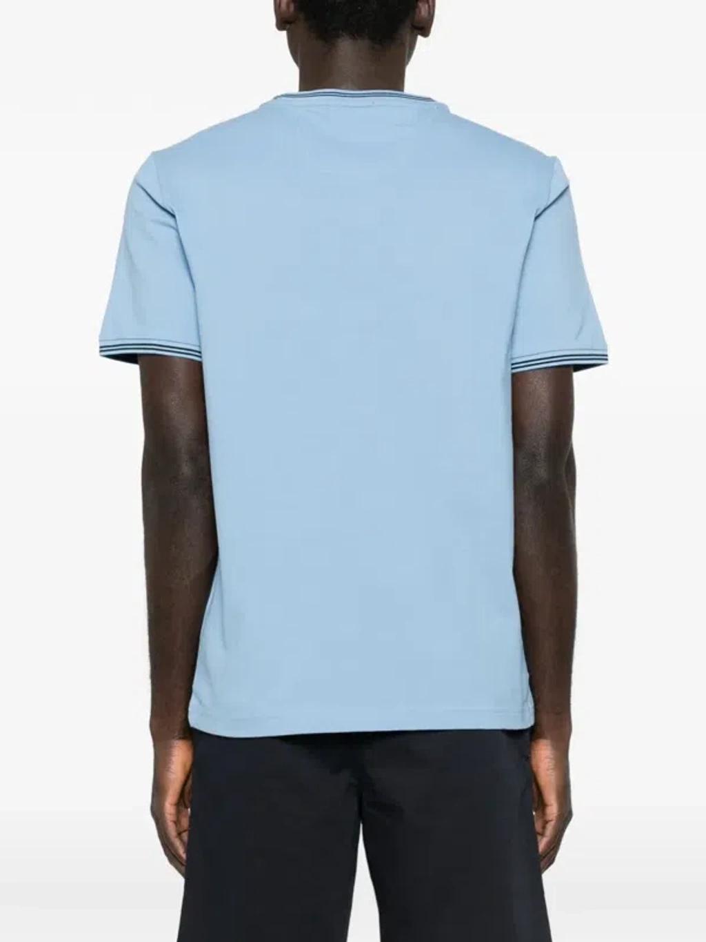 HUGO BOSS Striped-trim T-shirt In Blue Product Image
