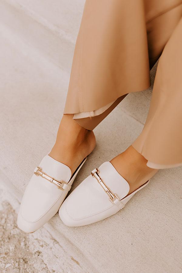 The Aubrey Faux Leather Mule Loafer in Cream Product Image