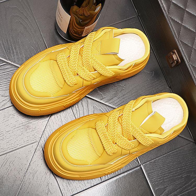 Platform Mesh Panel Lace-Up Mule Sneakers Product Image