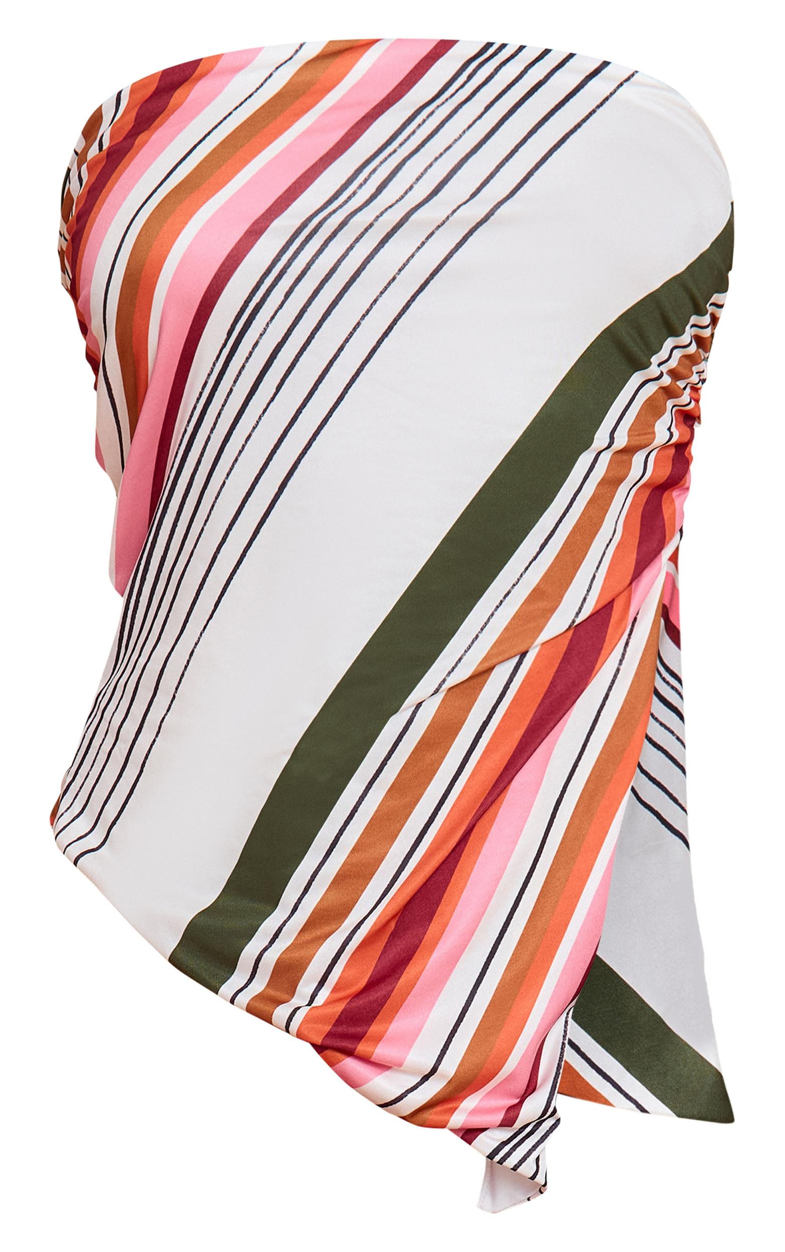  Multi Printed Striped Double Layer Slinky Split Side Bandeau Product Image