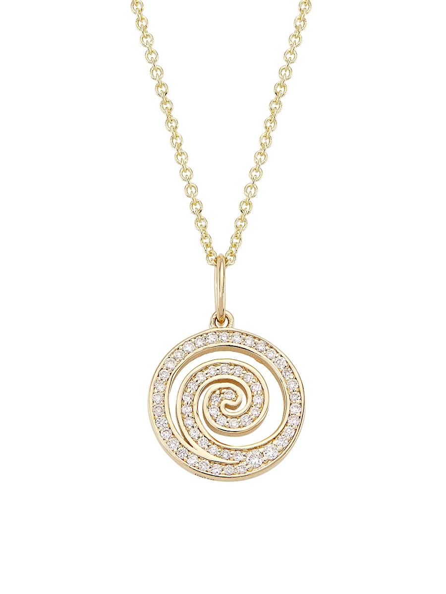 Womens 14K & Diamond Spiral Pendant Necklace Product Image
