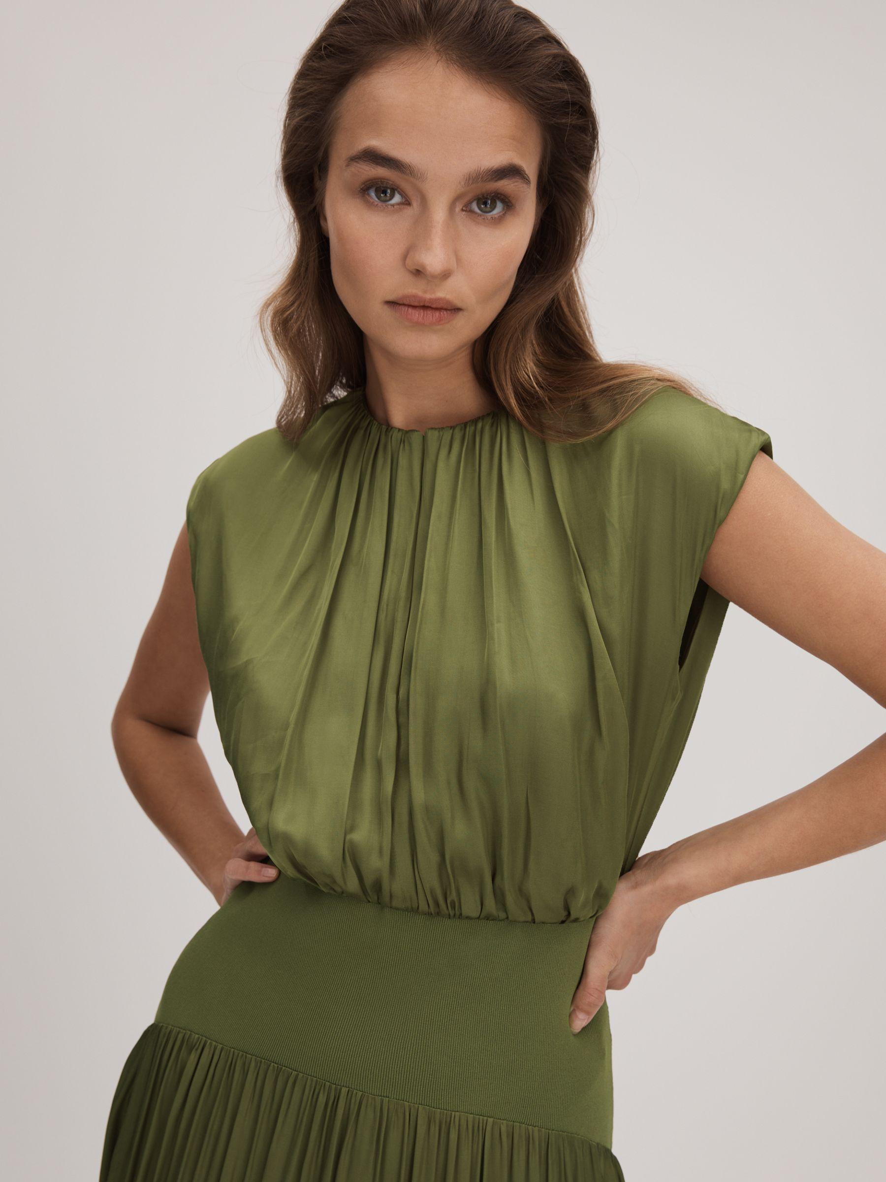 Florere Dropped Waist Midi Dress in Khaki Product Image
