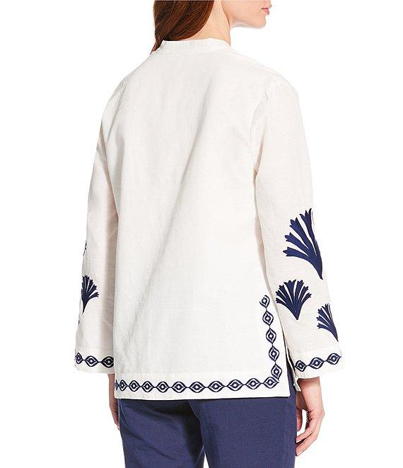 Jude Connally Elyce Embroidered Linen V-Neck Long Sleeve Tunic Product Image