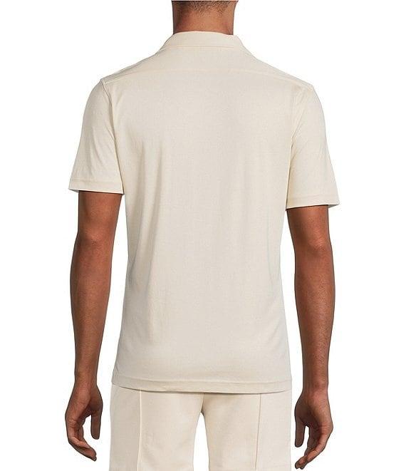 Murano Liquid Luxury Slim Fit Solid Coatfront Short Sleeve Woven Camp Shirt Product Image