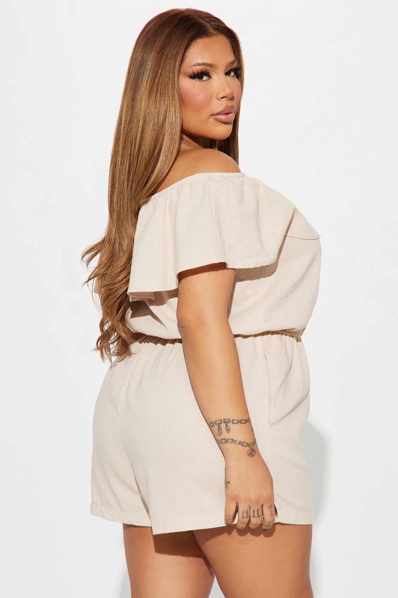 Rachal Linen Romper - Khaki Product Image