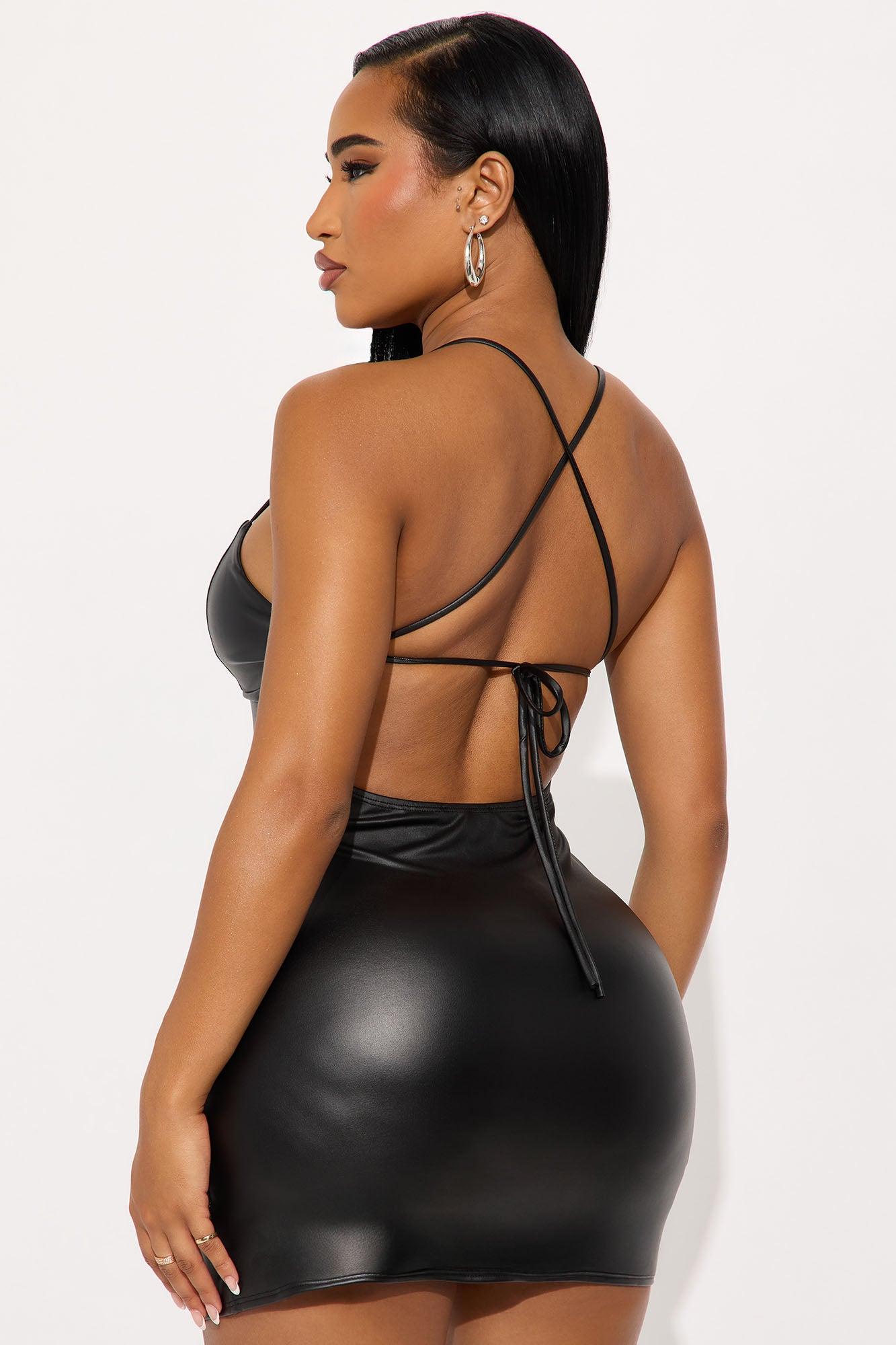 Adira Faux Leather Mini Dress - Black Female Product Image