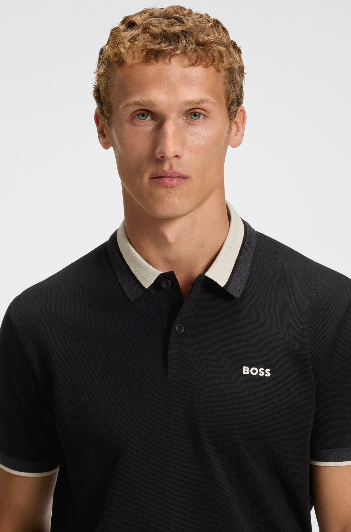 Cotton polo shirt with herringbone structure Product Image