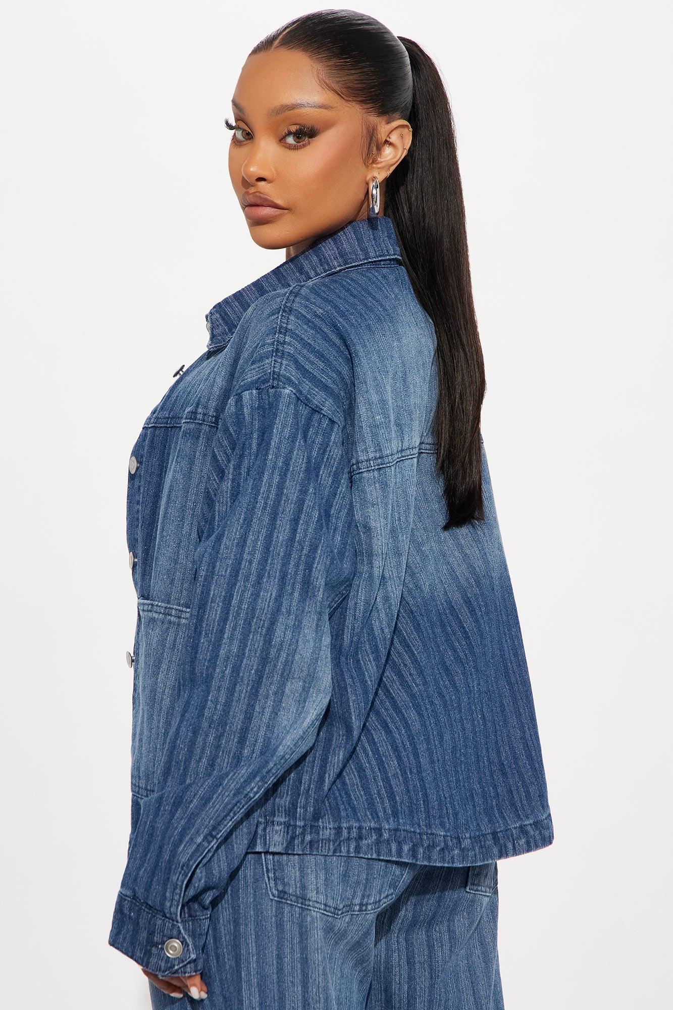 Preston Jacquard Denim Jacket - Dark Wash Female Product Image