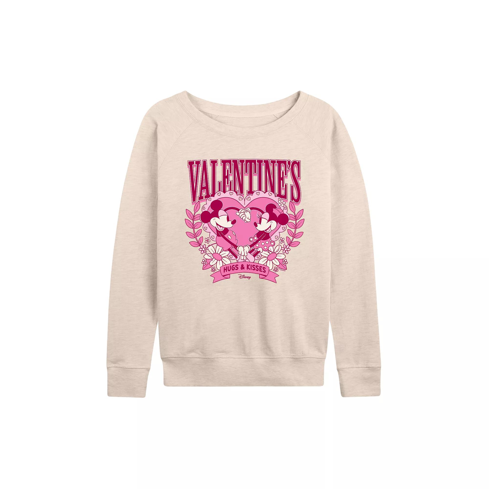 Disney's Mickey and Minnie Mouse Women's Valentine's Collegiate French Terry Long Sleeve Tee,  Product Image
