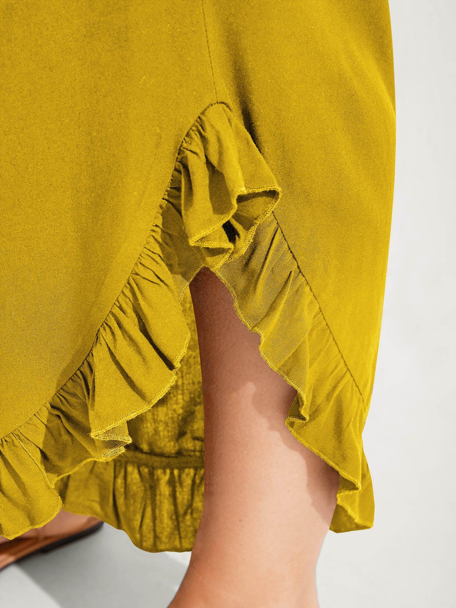 Ruffled Curvy Hem Wide-Leg Pants Female Product Image