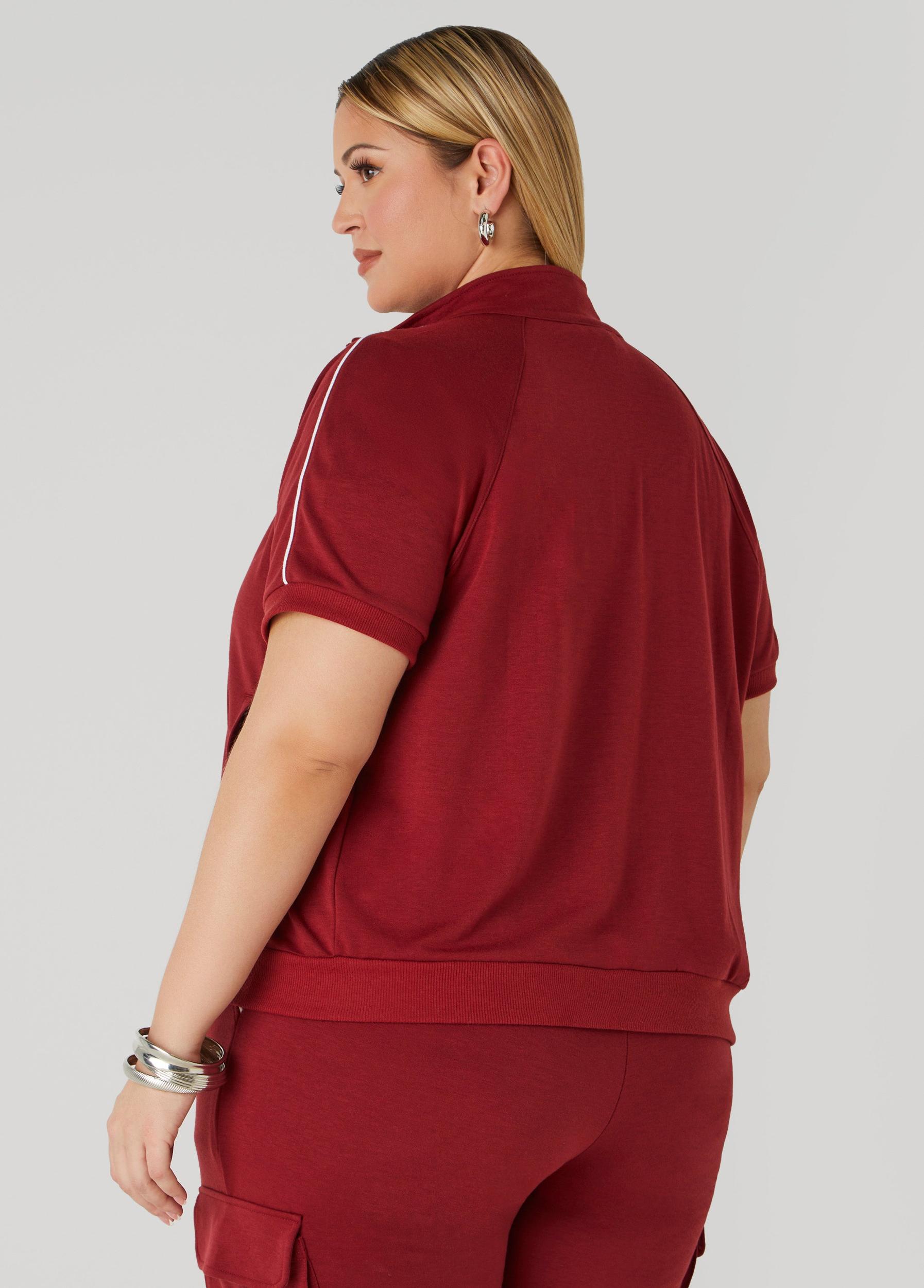 Plus Size Piped French Terry Jacket Ashley Stewart Product Image