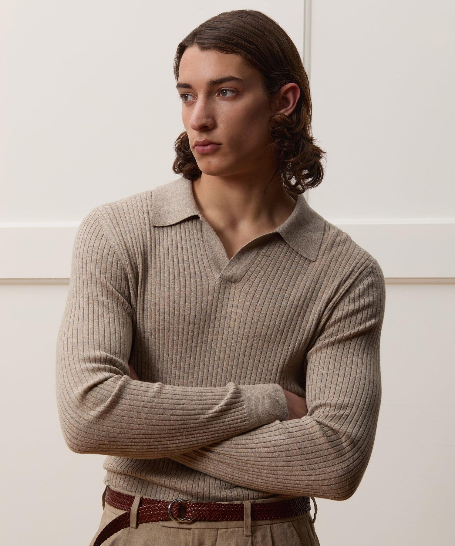 Silk-Cashmere Ribbed Montauk Sweater Polo Product Image
